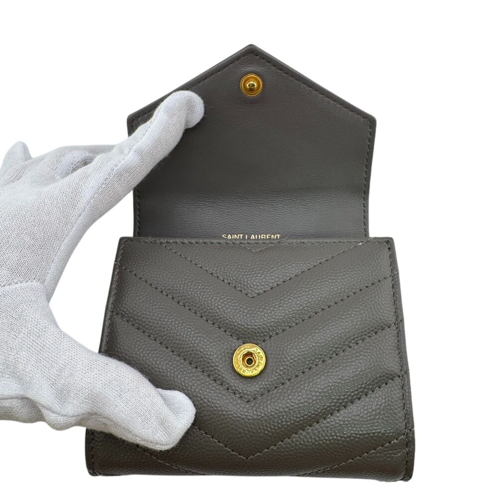 Saint Laurent Stitch Trifold Wallet Gray — view 7