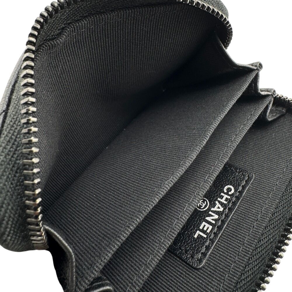 Chanel Zip Around Card Coin Purse Black — view 7