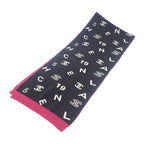 Chanel Logo Muffler Cashmere Black Pink CC Scarf — view 2