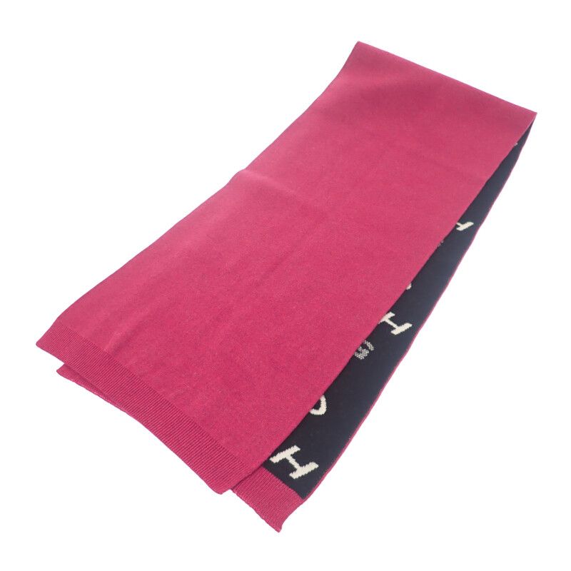 Chanel Logo Muffler Cashmere Black Pink CC Scarf — view 4