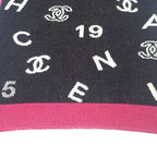 Chanel Logo Muffler Cashmere Black Pink CC Scarf — view 5