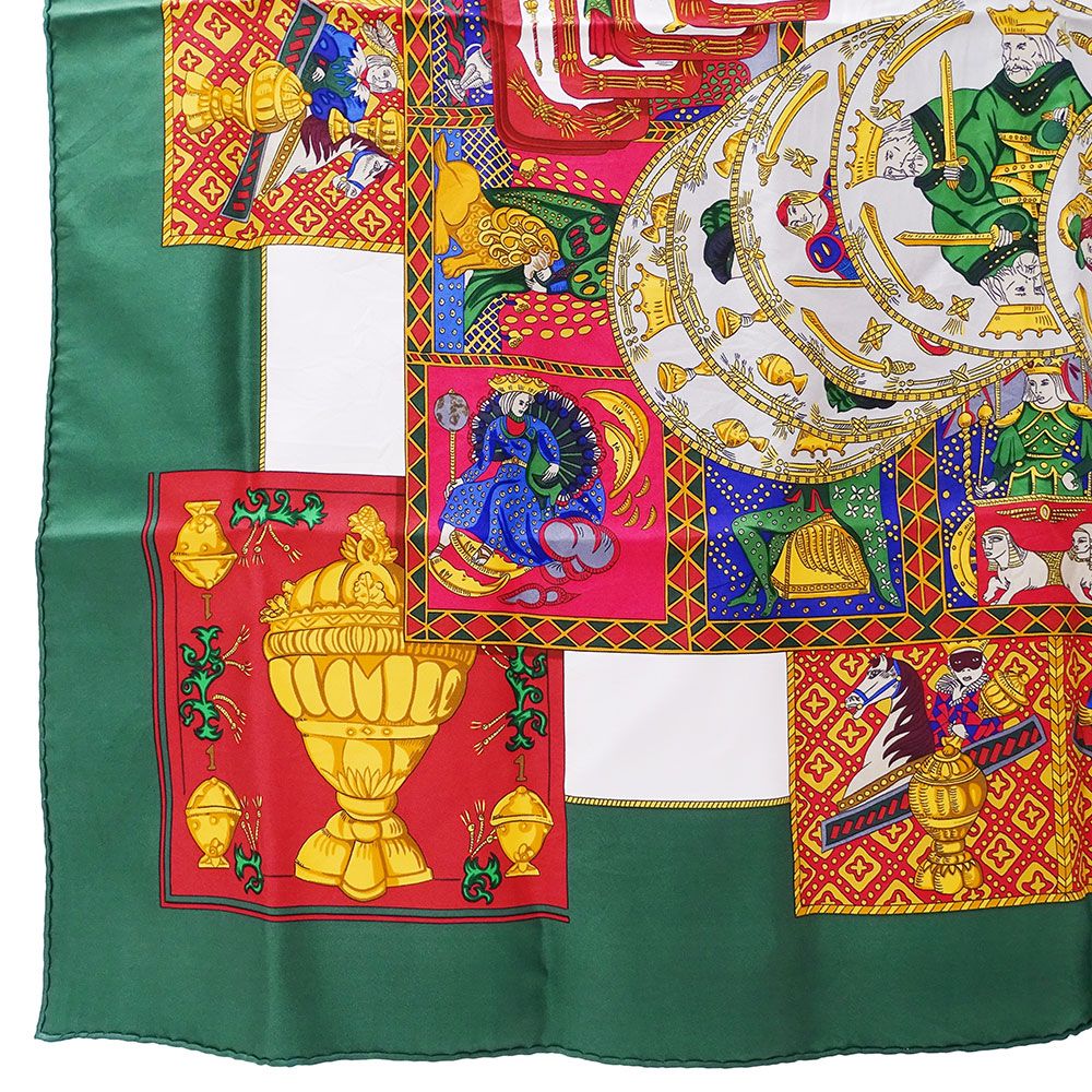 Hermes Scarf Carre 90 le Tarot Card Silk Green Multicolor Large — view 4