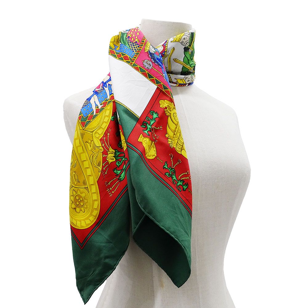 Hermes Scarf Carre 90 le Tarot Card Silk Green Multicolor Large — view 7