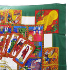 Hermes Scarf Carre 90 le Tarot Card Silk Green Multicolor Large — view 3