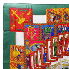 Hermes Scarf Carre 90 le Tarot Card Silk Green Multicolor Large — view 2