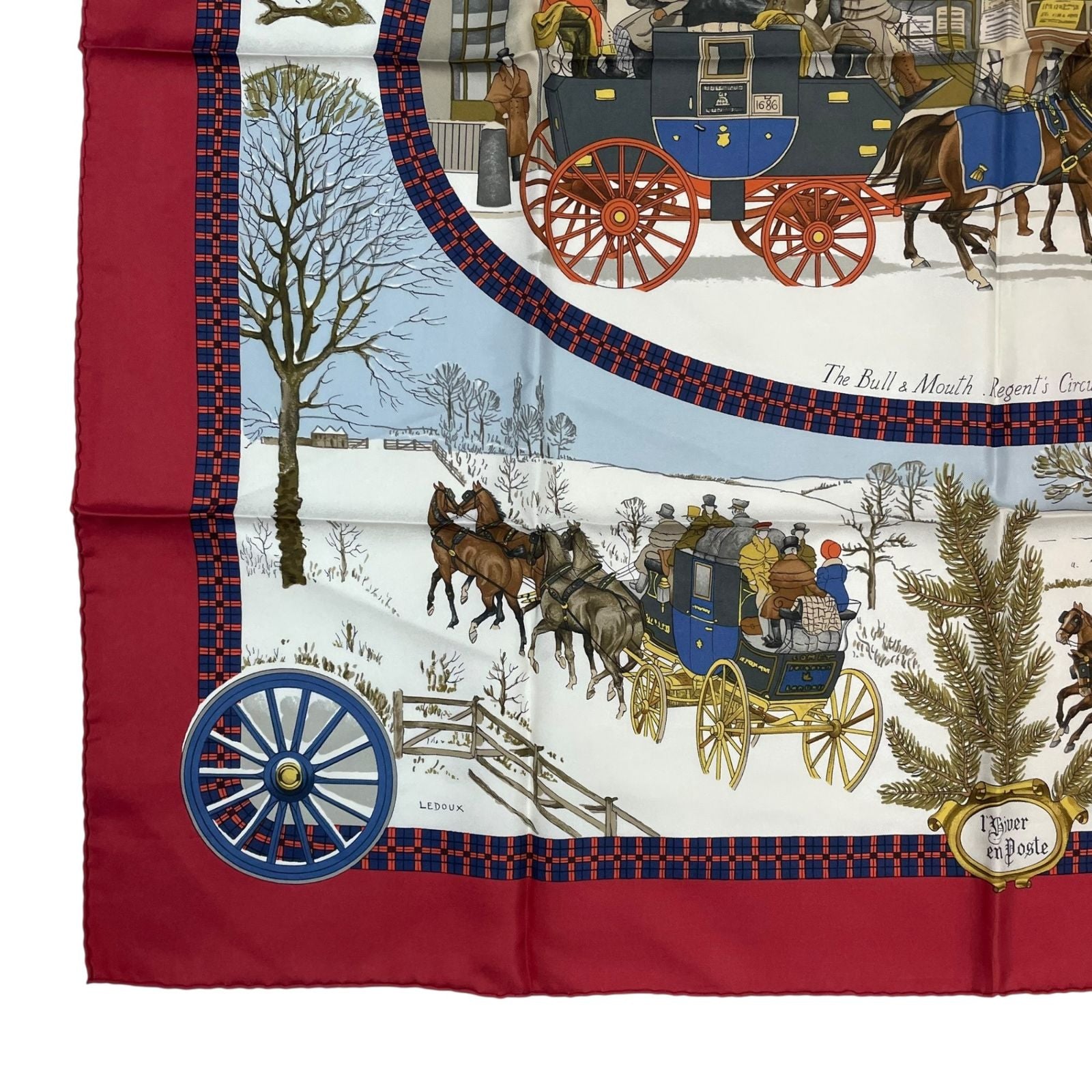 Hermes Scarf Carre 90 Lhiver en Poste Winter Mail Silk Red — view 4