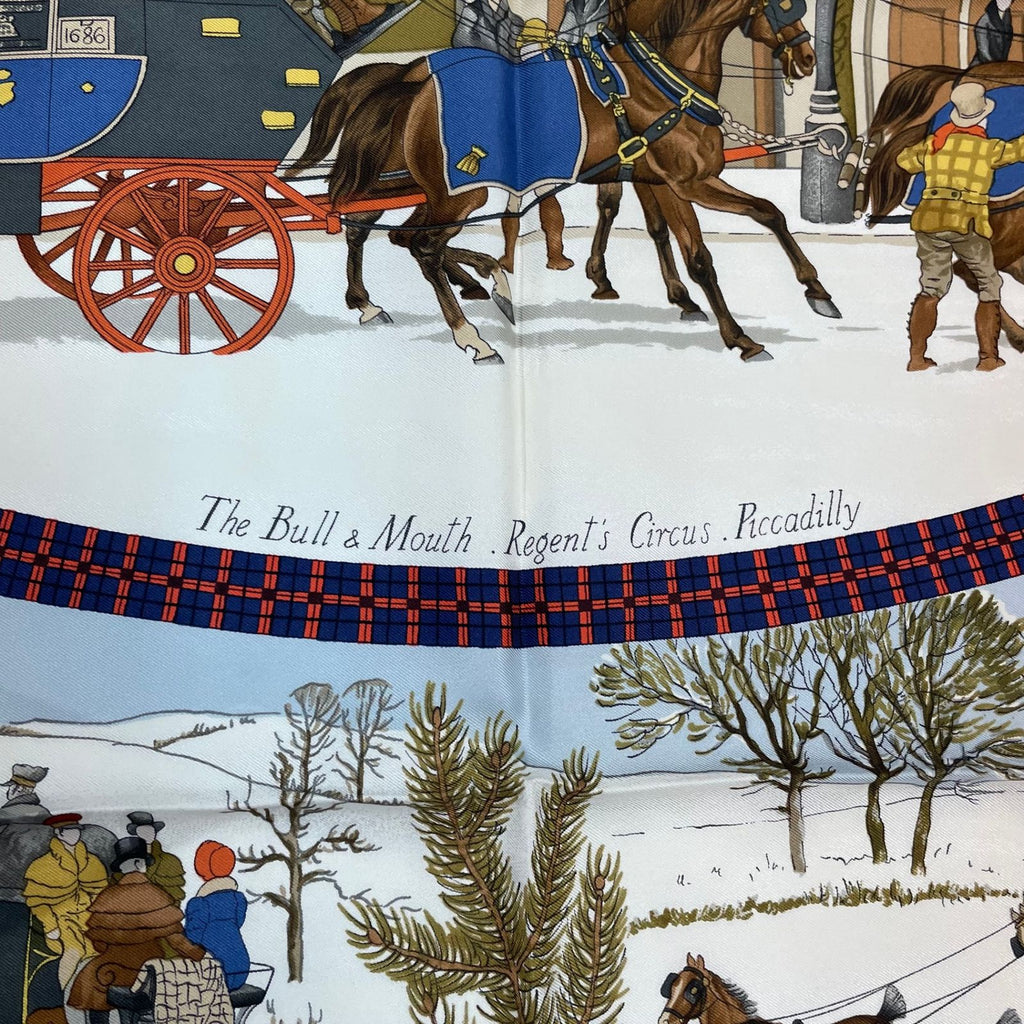 Hermes Scarf Carre 90 Lhiver en Poste Winter Mail Silk Red — view 7