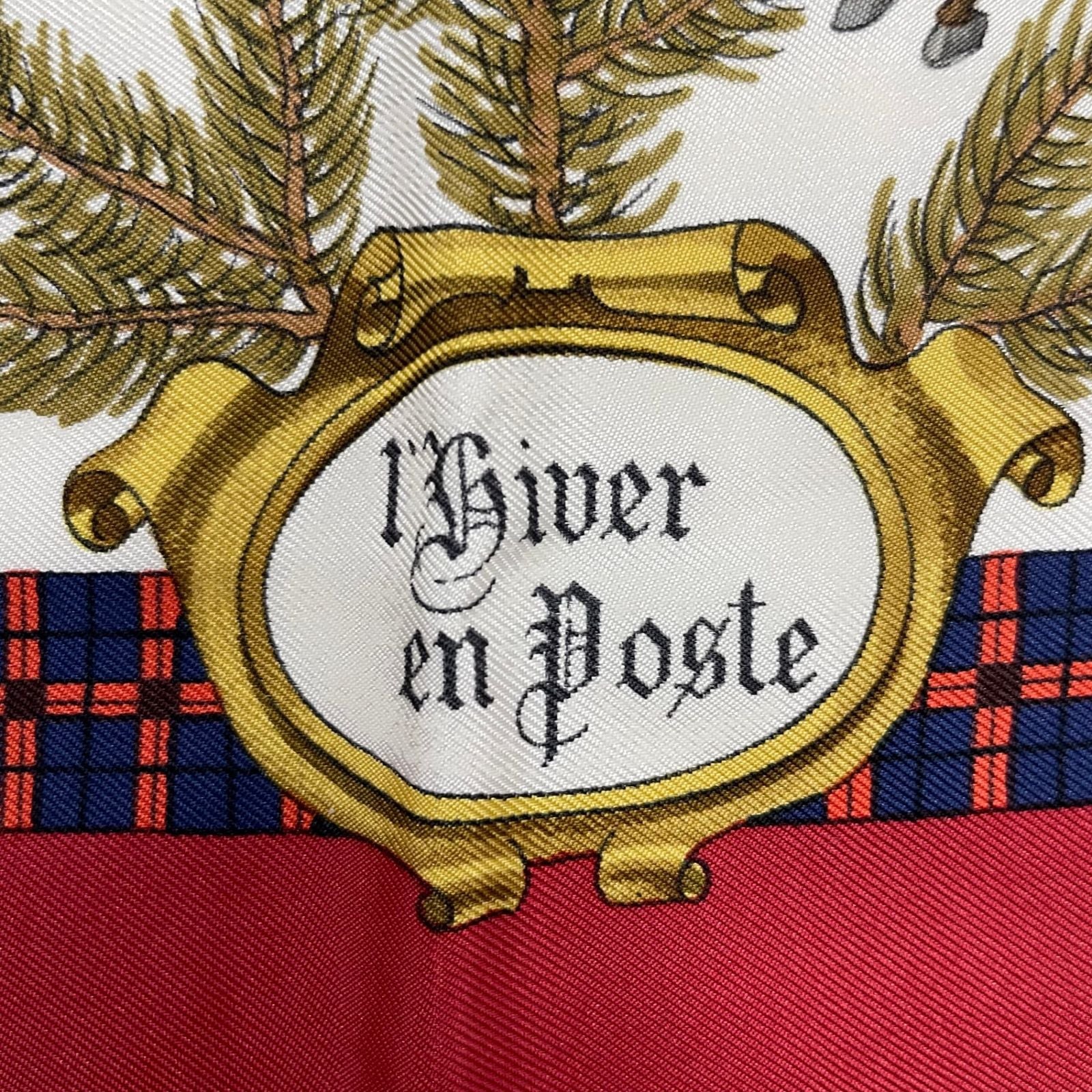 Hermes Scarf Carre 90 Lhiver en Poste Winter Mail Silk Red — view 6