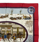 Hermes Scarf Carre 90 Lhiver en Poste Winter Mail Silk Red — view 3