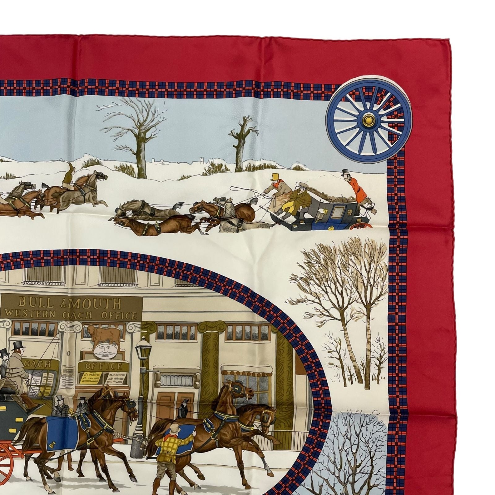 Hermes Scarf Carre 90 Lhiver en Poste Winter Mail Silk Red — view 3