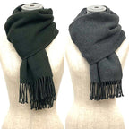 Hermes Cashmere Muffler Green Gray Bicolor Scarf — view 2