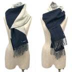 Hermes Cashmere Muffler Kazak Bicolor Shawl Navy Gray Scarf — view 2