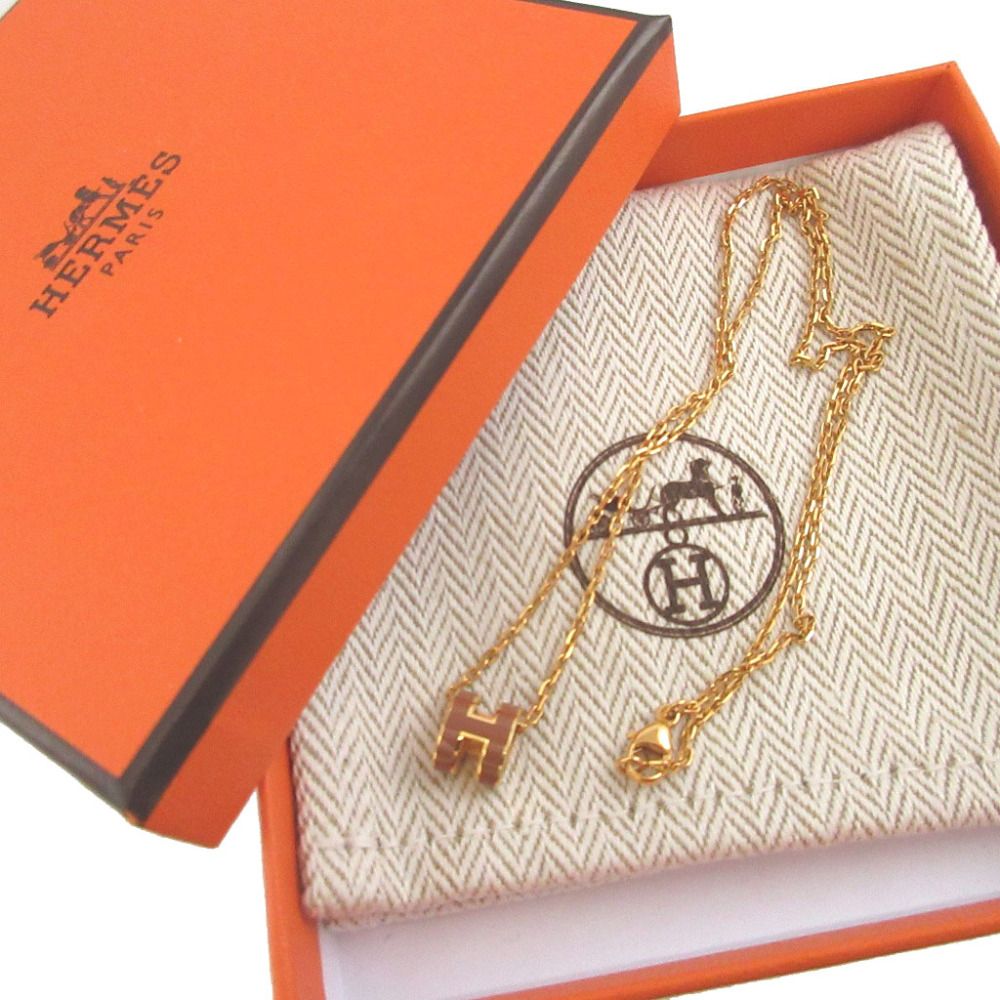 Hermes Pop Mini Metal New Gold Necklace — view 2