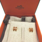 Hermes Pop Mini Metal New Gold Earrings — view 2