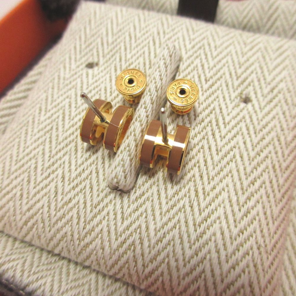 Hermes Pop Mini Metal New Gold Earrings — view 6