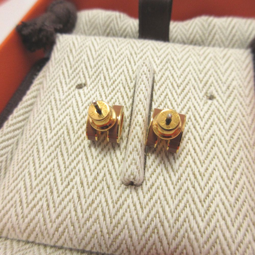 Hermes Pop Mini Metal New Gold Earrings — view 4