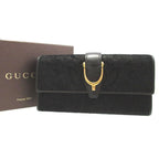 Gucci Soft Stirrup Suede Leather Black Bifold Long Wallet — view 2