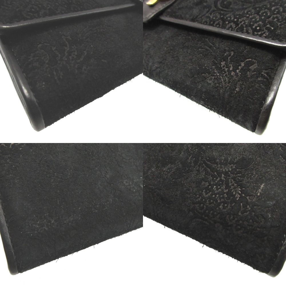 Gucci Soft Stirrup Suede Leather Black Bifold Long Wallet — view 8