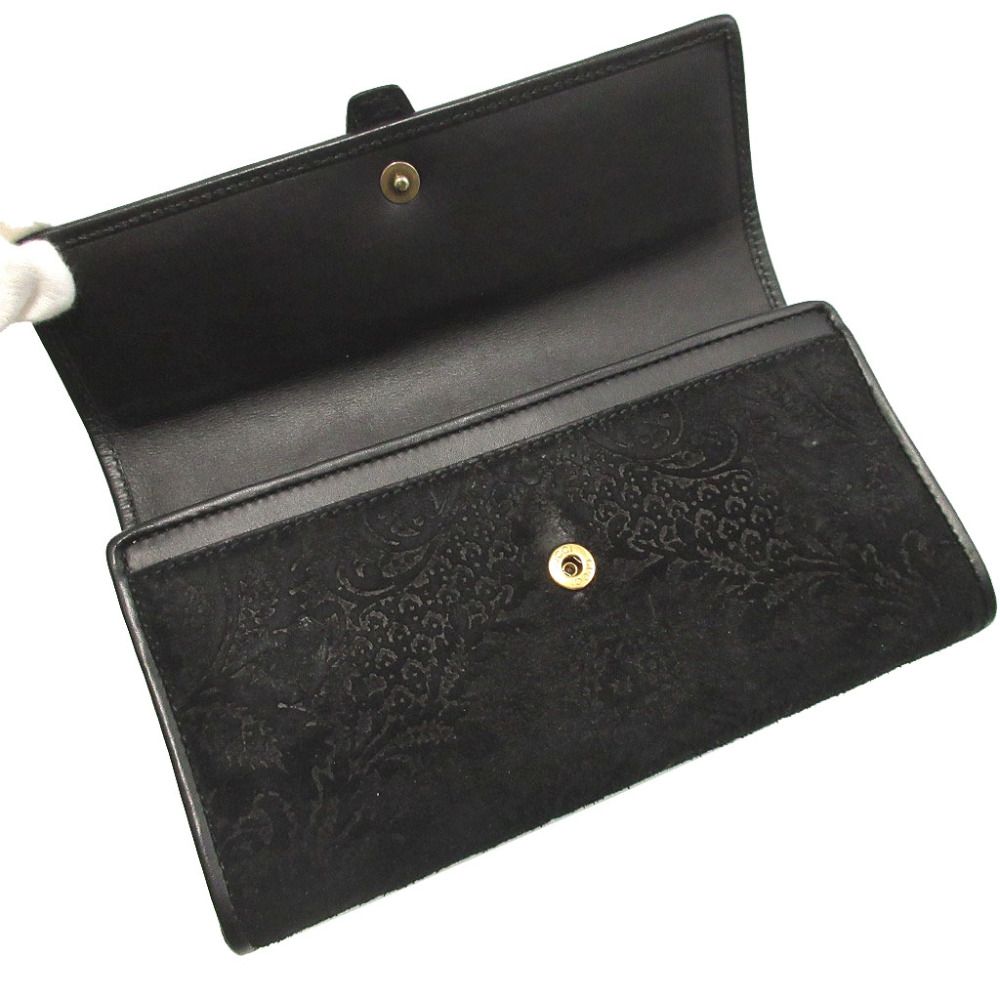 Gucci Soft Stirrup Suede Leather Black Bifold Long Wallet — view 4