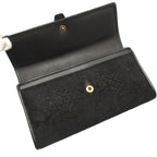Gucci Soft Stirrup Suede Leather Black Bifold Long Wallet — view 4