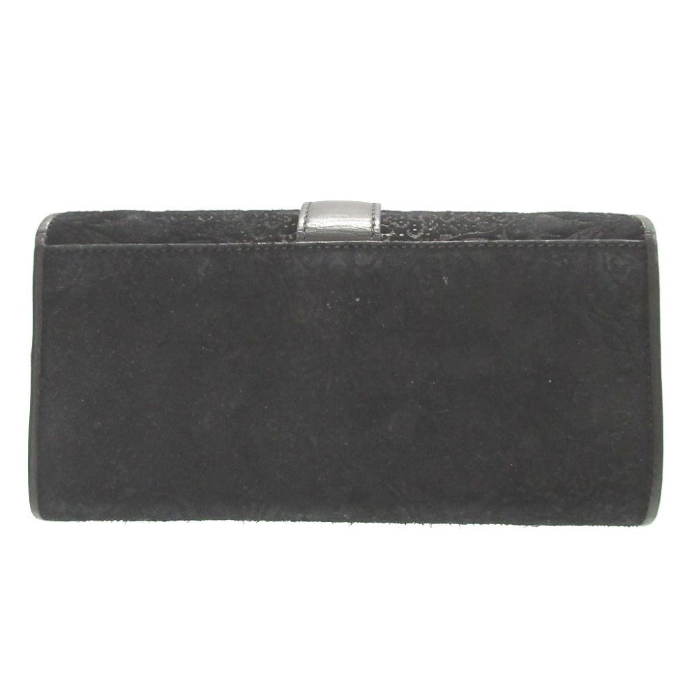 Gucci Soft Stirrup Suede Leather Black Bifold Long Wallet — view 3