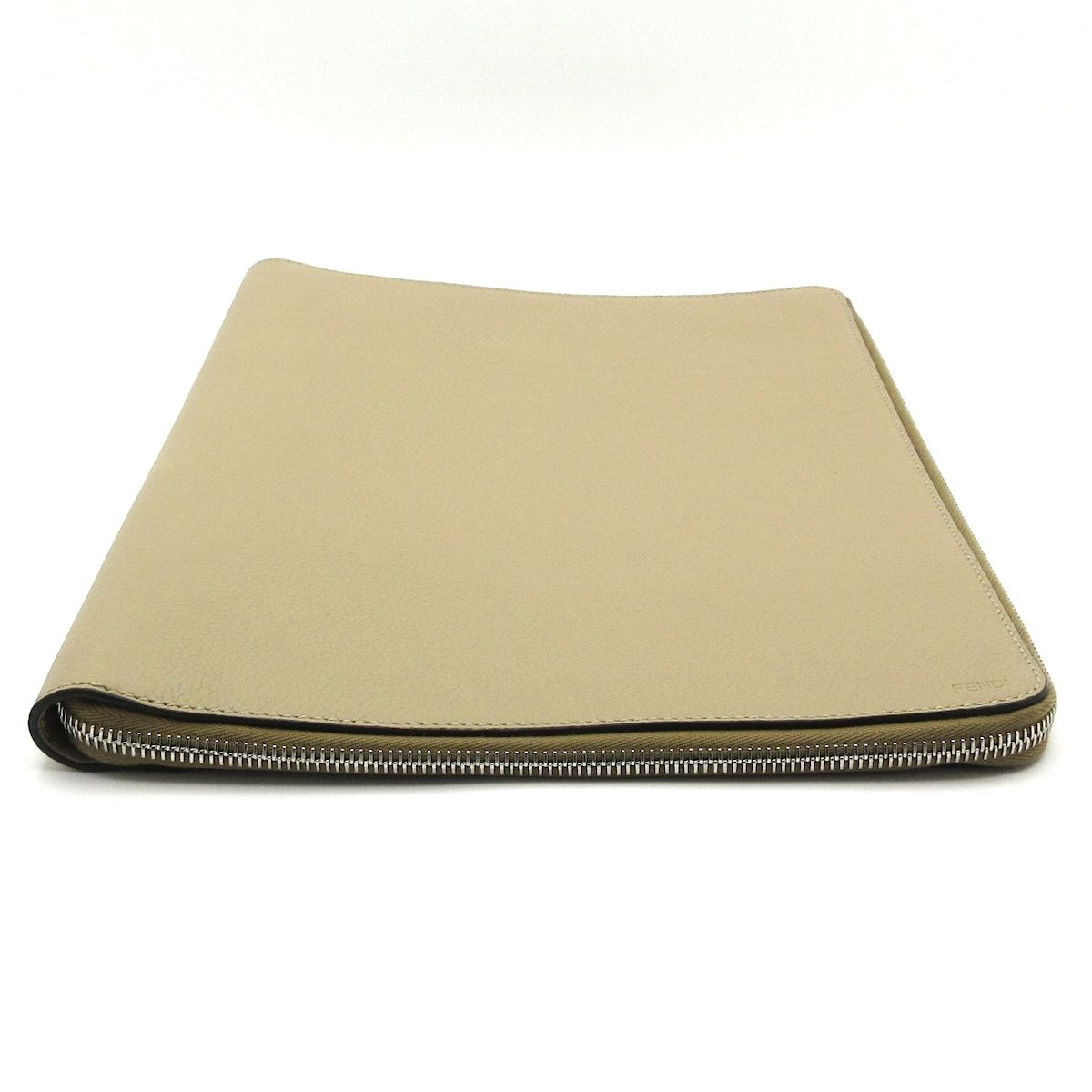 Fendi Case Gray Beige Document Zip Around Leather — view 7