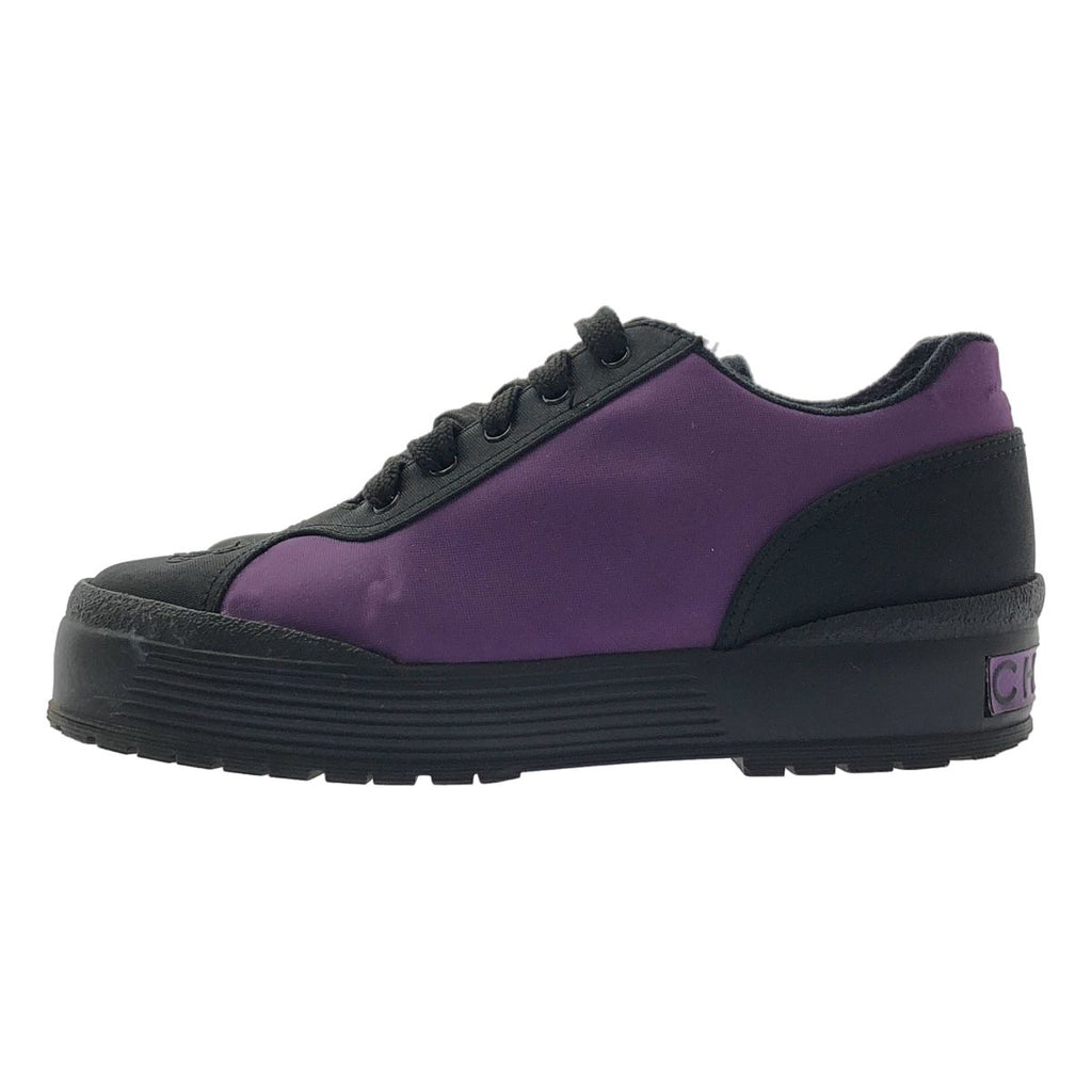 Chanel CC Logo Bicolor Low Cut Sneakers 36 Purple Black — view 2