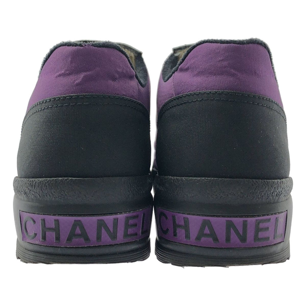 Chanel CC Logo Bicolor Low Cut Sneakers 36 Purple Black — view 3