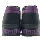 Chanel CC Logo Bicolor Low Cut Sneakers 36 Purple Black — view 3