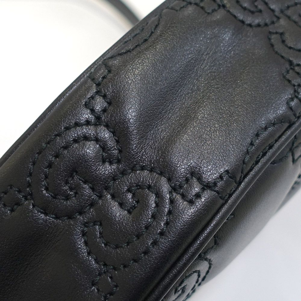Gucci GG Matelasse Mini Shoulder Bag Leather Black Gold — view 8