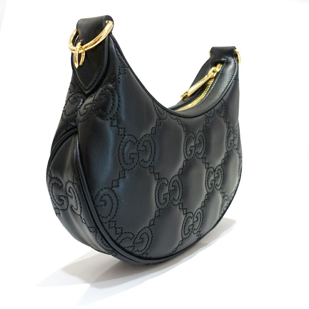 Gucci GG Matelasse Mini Shoulder Bag Leather Black Gold — view 2