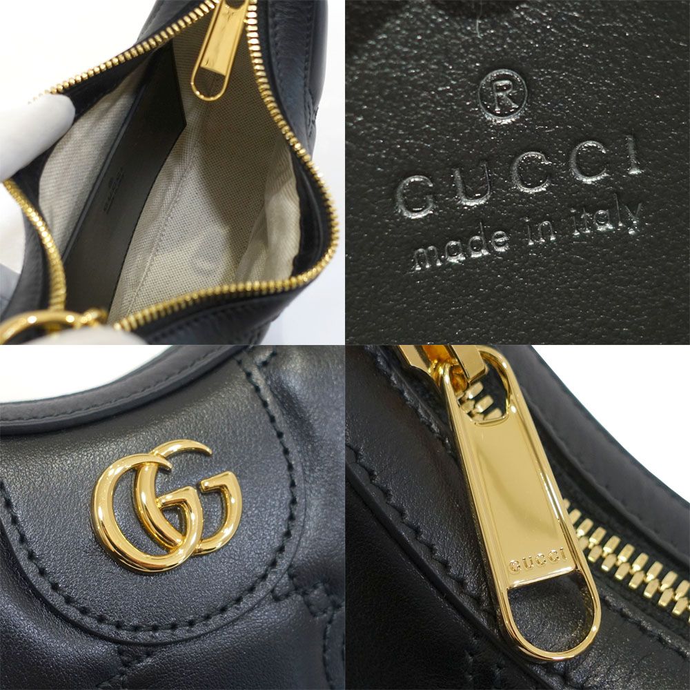 Gucci GG Matelasse Mini Shoulder Bag Leather Black Gold — view 5