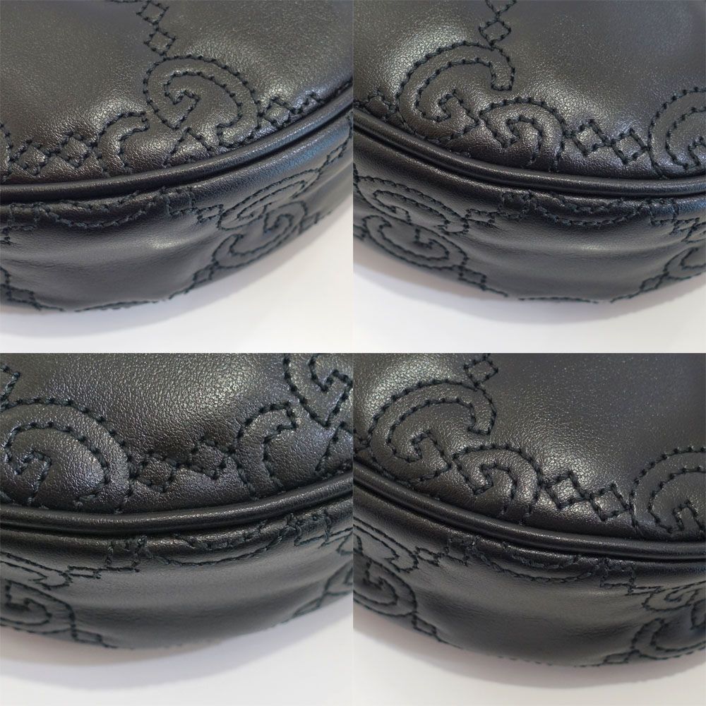 Gucci GG Matelasse Mini Shoulder Bag Leather Black Gold — view 4
