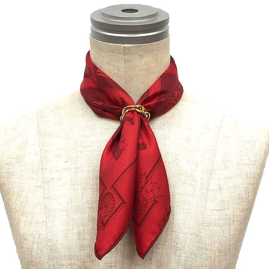 Hermes Silk Scarf Carre Horsewear Red Pocket Chief — view 2