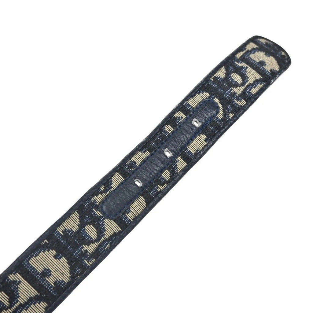 Dior Christian Belt Trotter Logo 65 Navy Canvas Leather — view 5