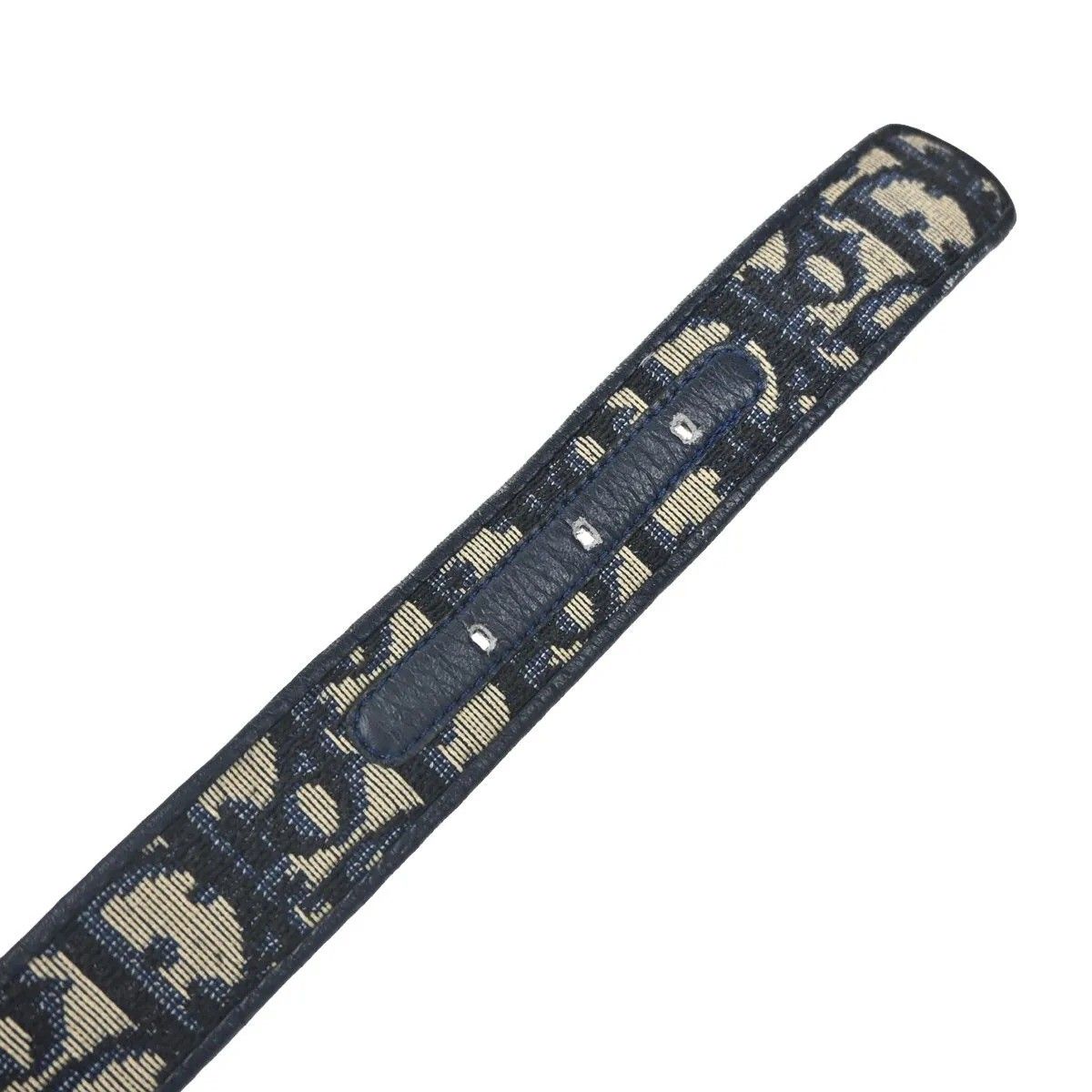 Dior Christian Belt Trotter Logo 65 Navy Canvas Leather — view 5