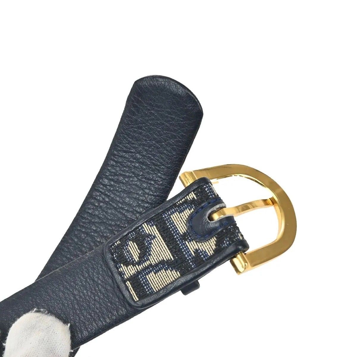 Dior Christian Belt Trotter Logo 65 Navy Canvas Leather — view 8