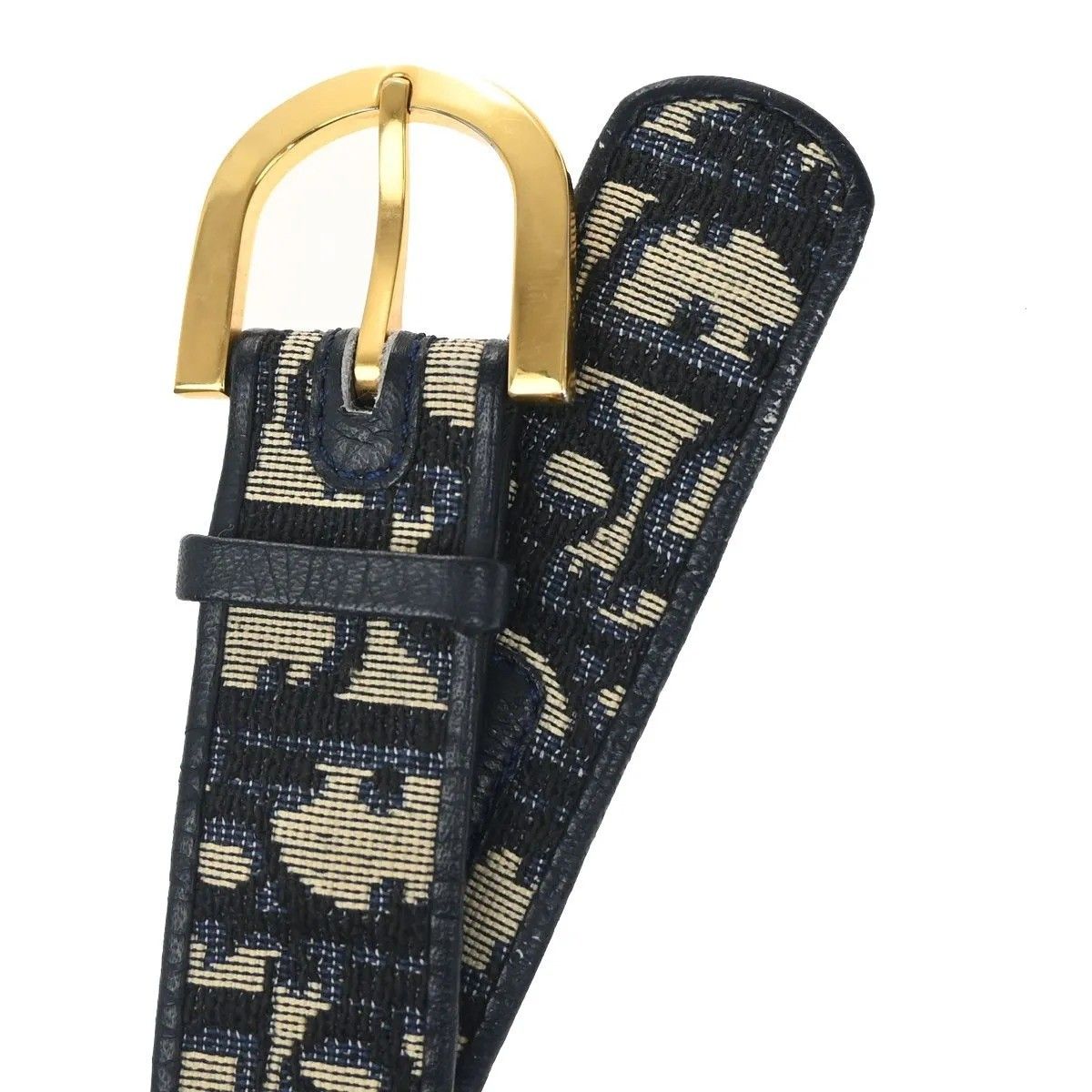 Dior Christian Belt Trotter Logo 65 Navy Canvas Leather — view 7