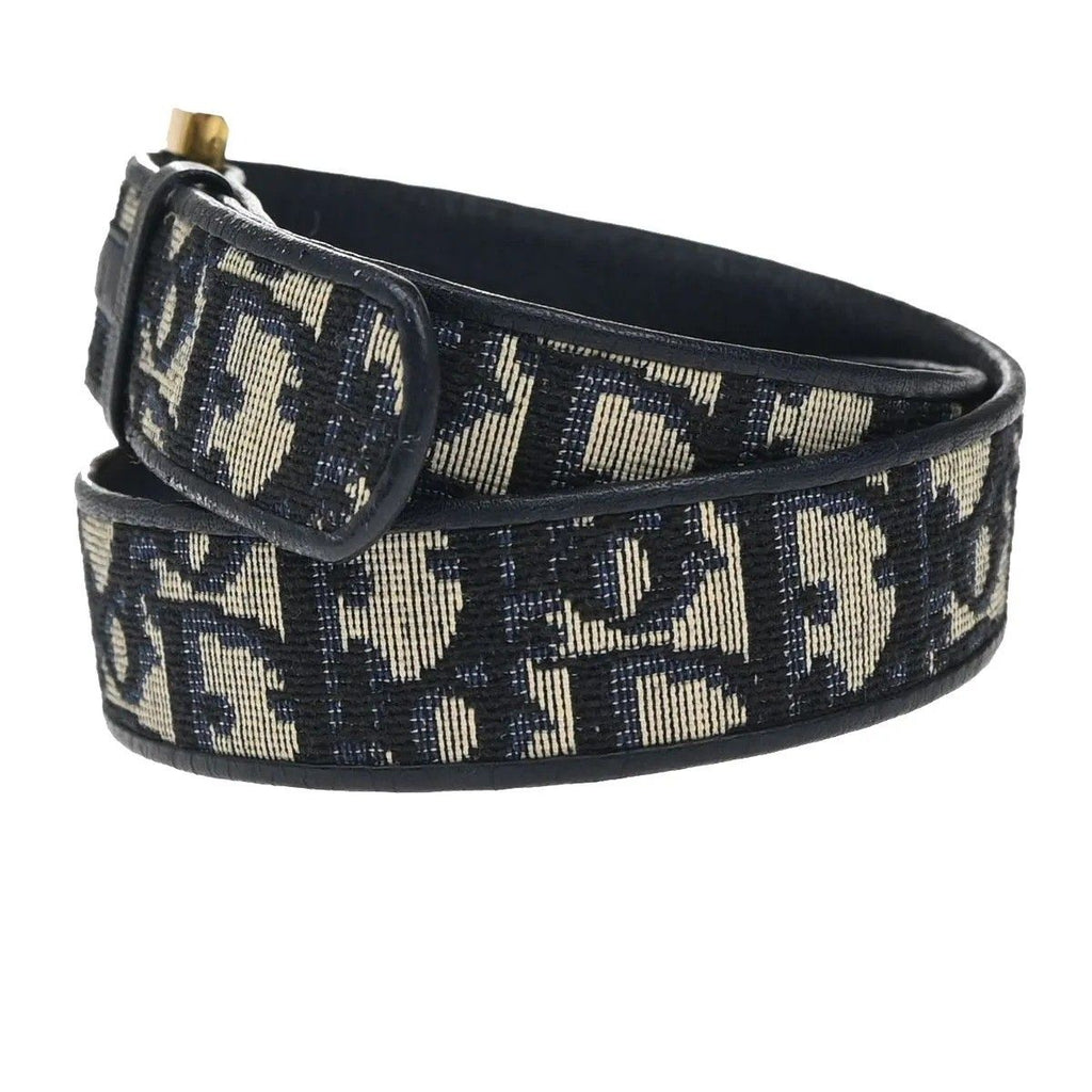 Dior Christian Belt Trotter Logo 65 Navy Canvas Leather — view 4