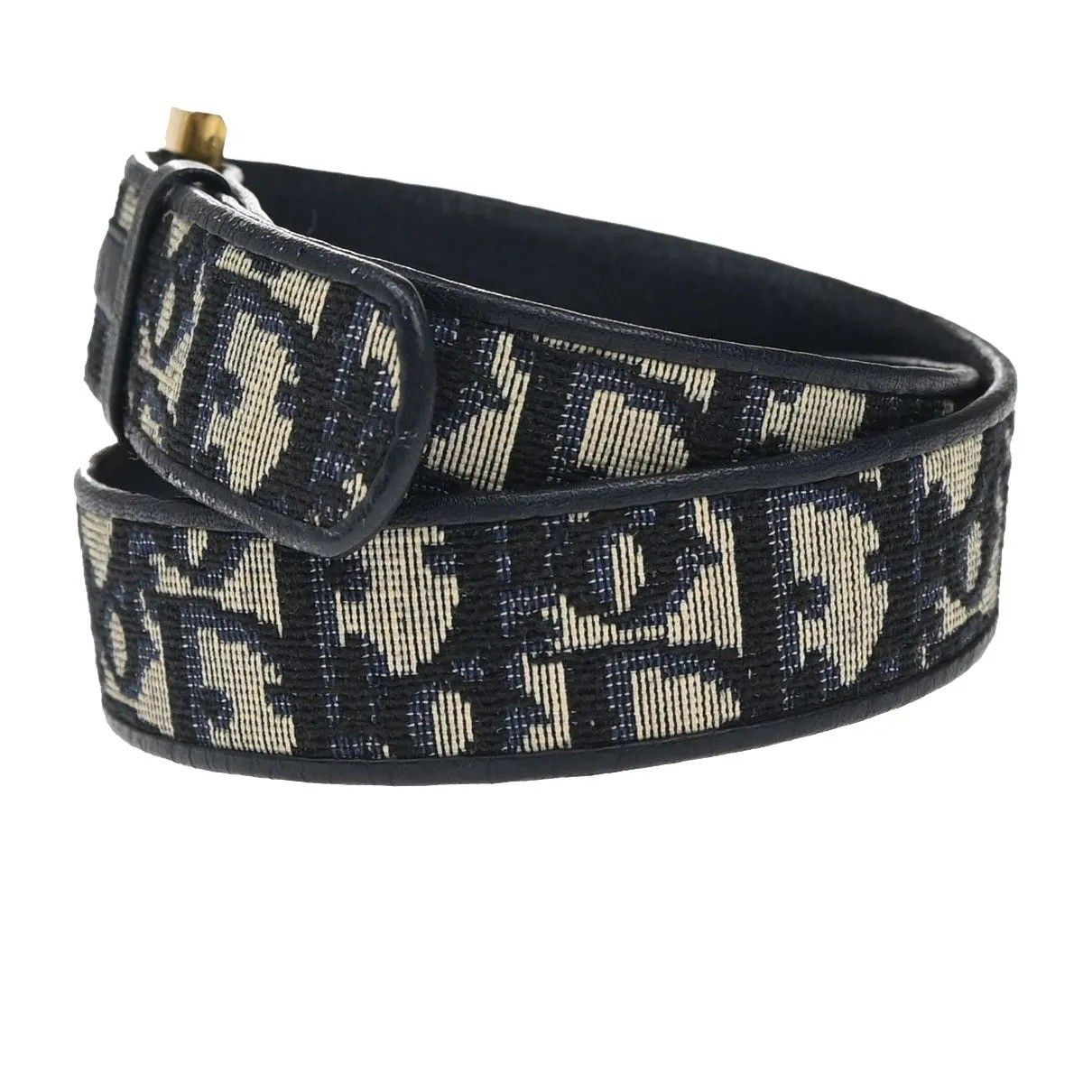 Dior Christian Belt Trotter Logo 65 Navy Canvas Leather — view 4