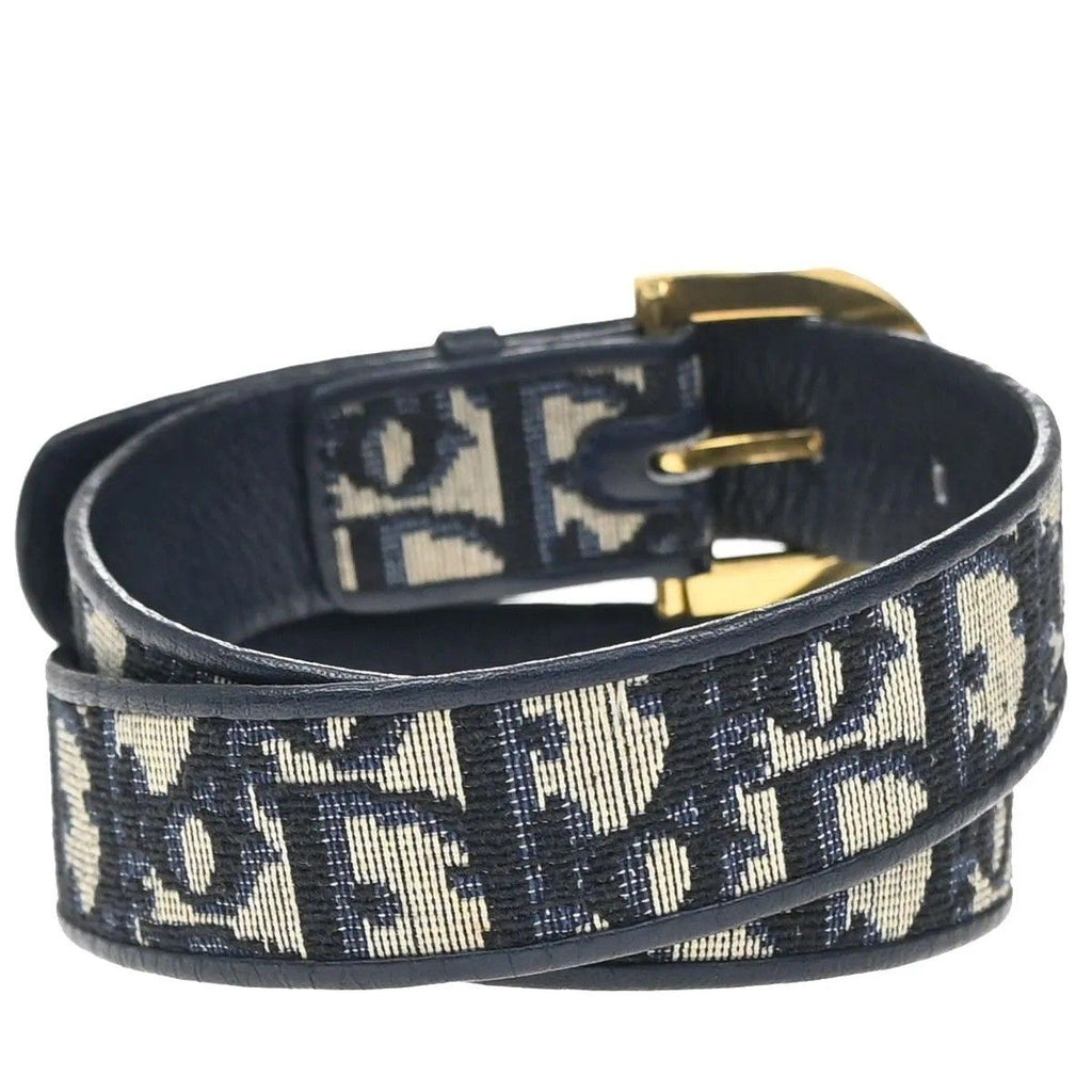 Dior Christian Belt Trotter Logo 65 Navy Canvas Leather — view 3