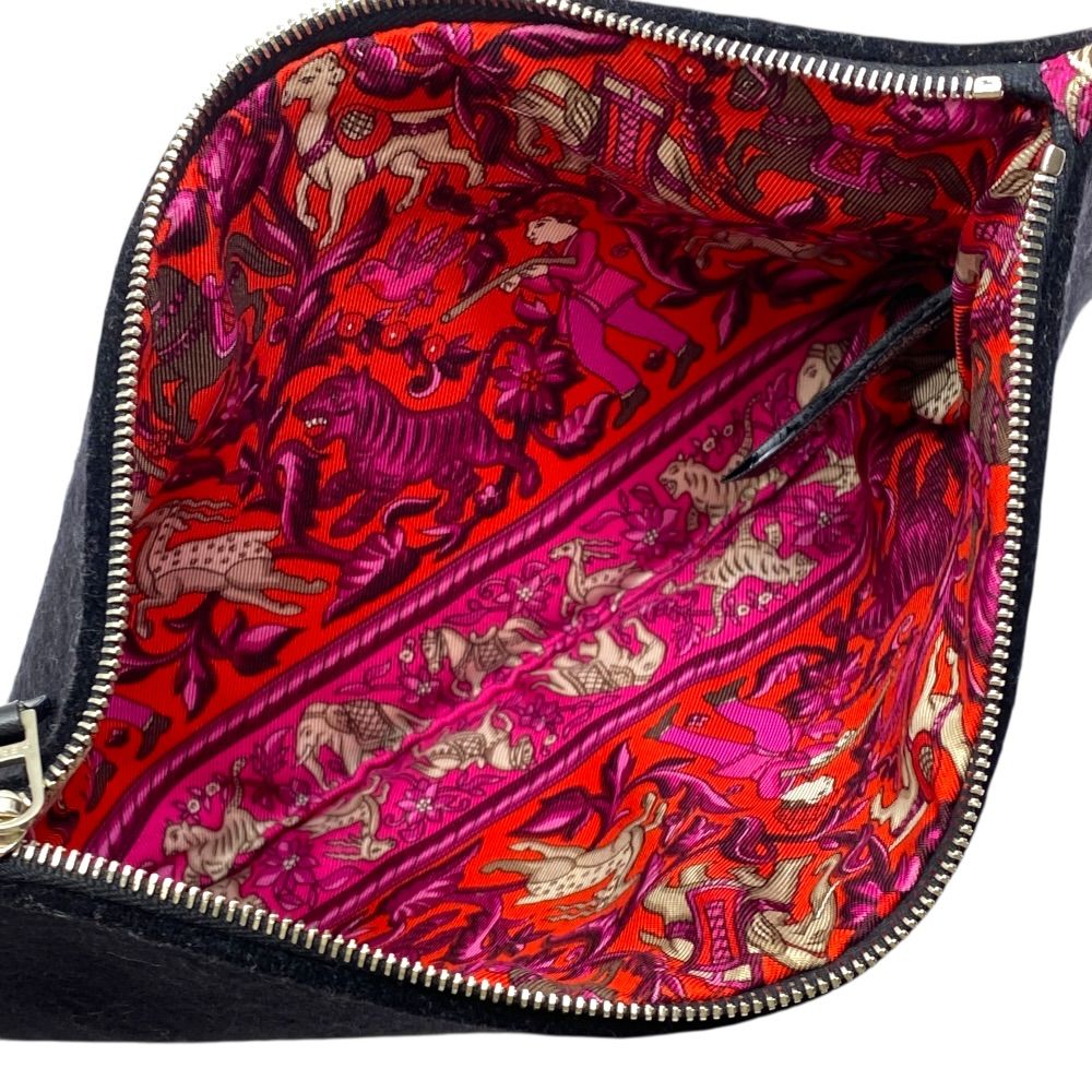 Hermes Silk in Pouch Flat Multi Case Felt Black Silver — view 7