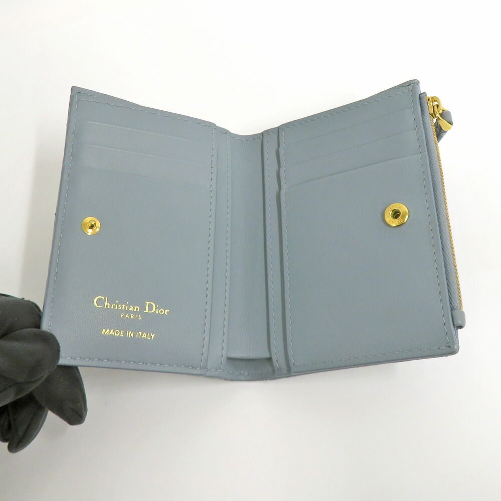Dior Caro Dahlia Wallet Cannage Cloud Blue Calfskin Light — view 5