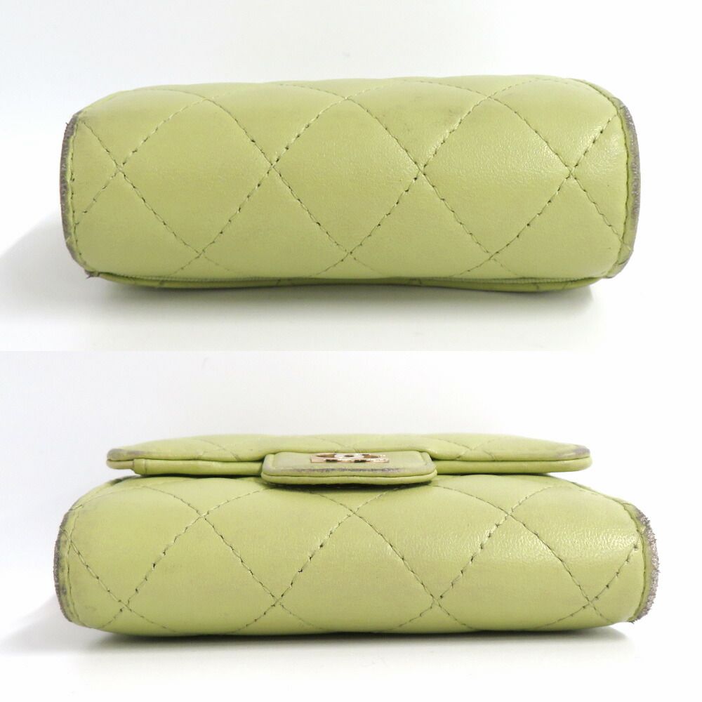 Chanel Quilted Small Flap Wallet Pistachio Green Lambskin — view 3