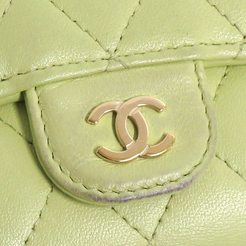 Chanel Quilted Small Flap Wallet Pistachio Green Lambskin — view 6