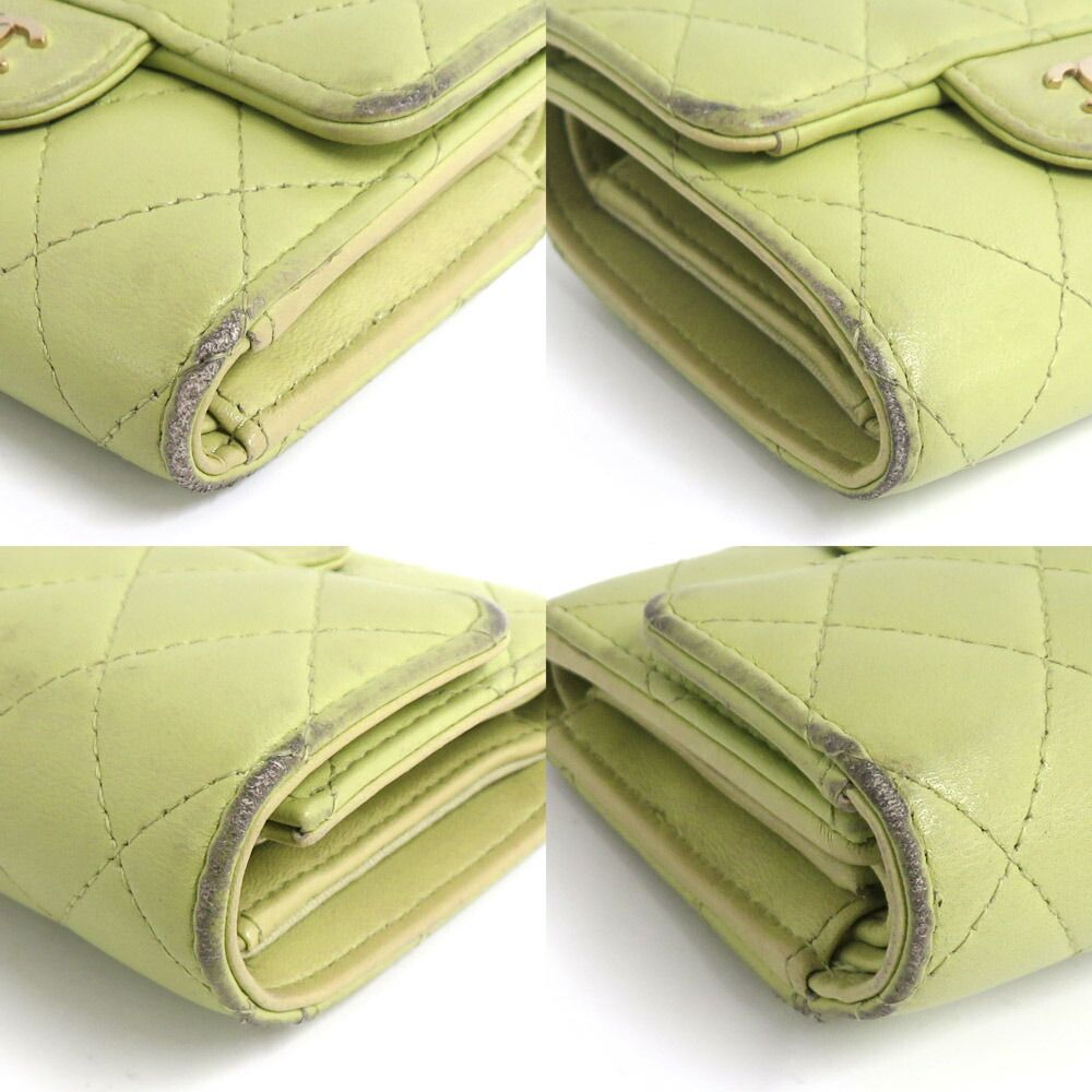 Chanel Quilted Small Flap Wallet Pistachio Green Lambskin — view 7