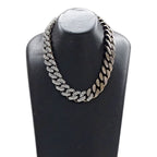 Saint Laurent Choker Necklace Metal Rhinestone Silver Chain — view 5