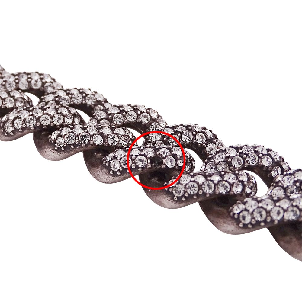 Saint Laurent Choker Necklace Metal Rhinestone Silver Chain — view 7