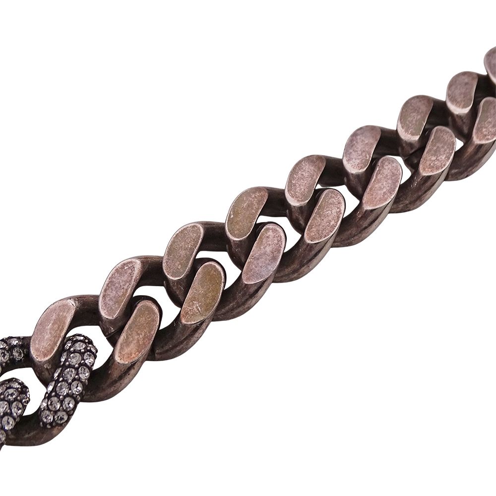 Saint Laurent Choker Necklace Metal Rhinestone Silver Chain — view 9