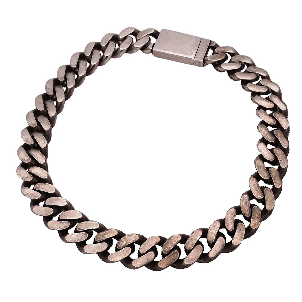 Saint Laurent Choker Necklace Metal Rhinestone Silver Chain — view 2